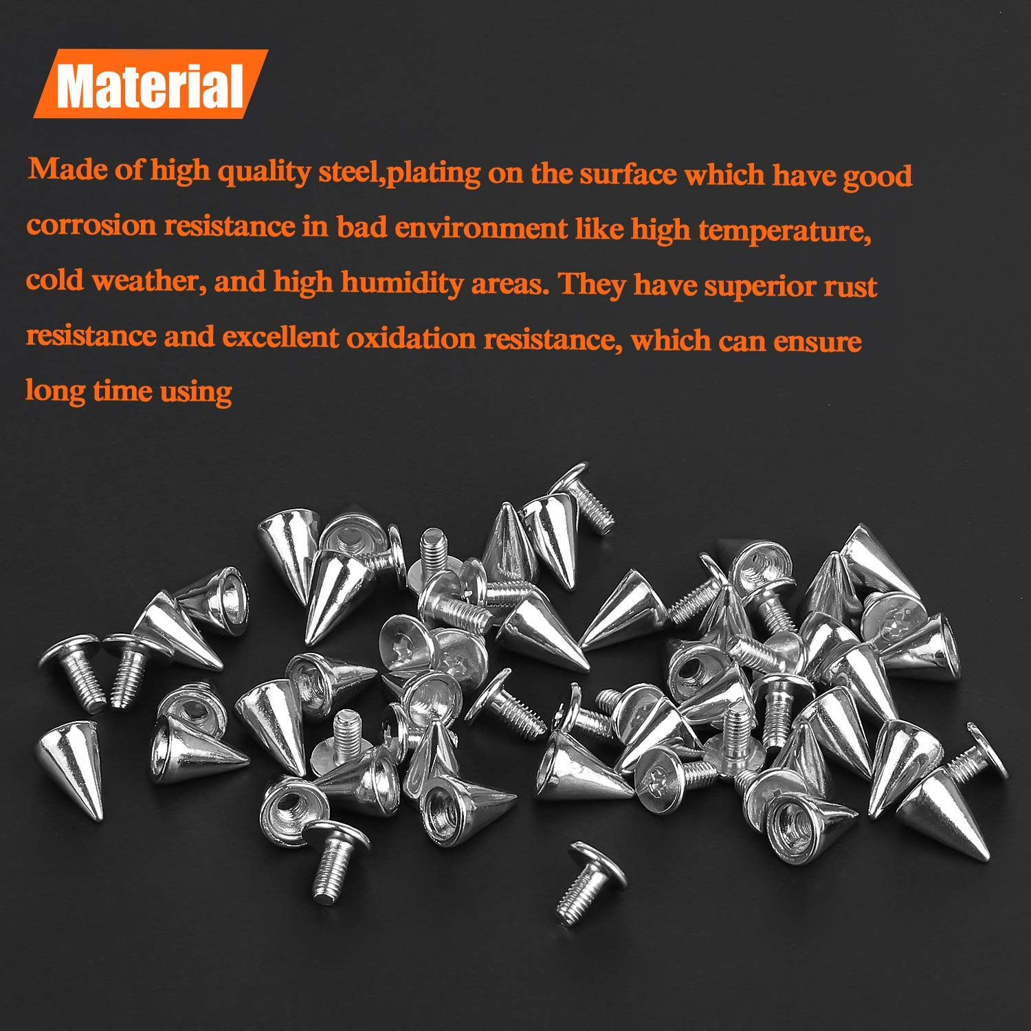 HELIFOUNER 200 Pieces 7mm x 9.5mm Silver Bullet Cone Spikes and Screw Back Studs
