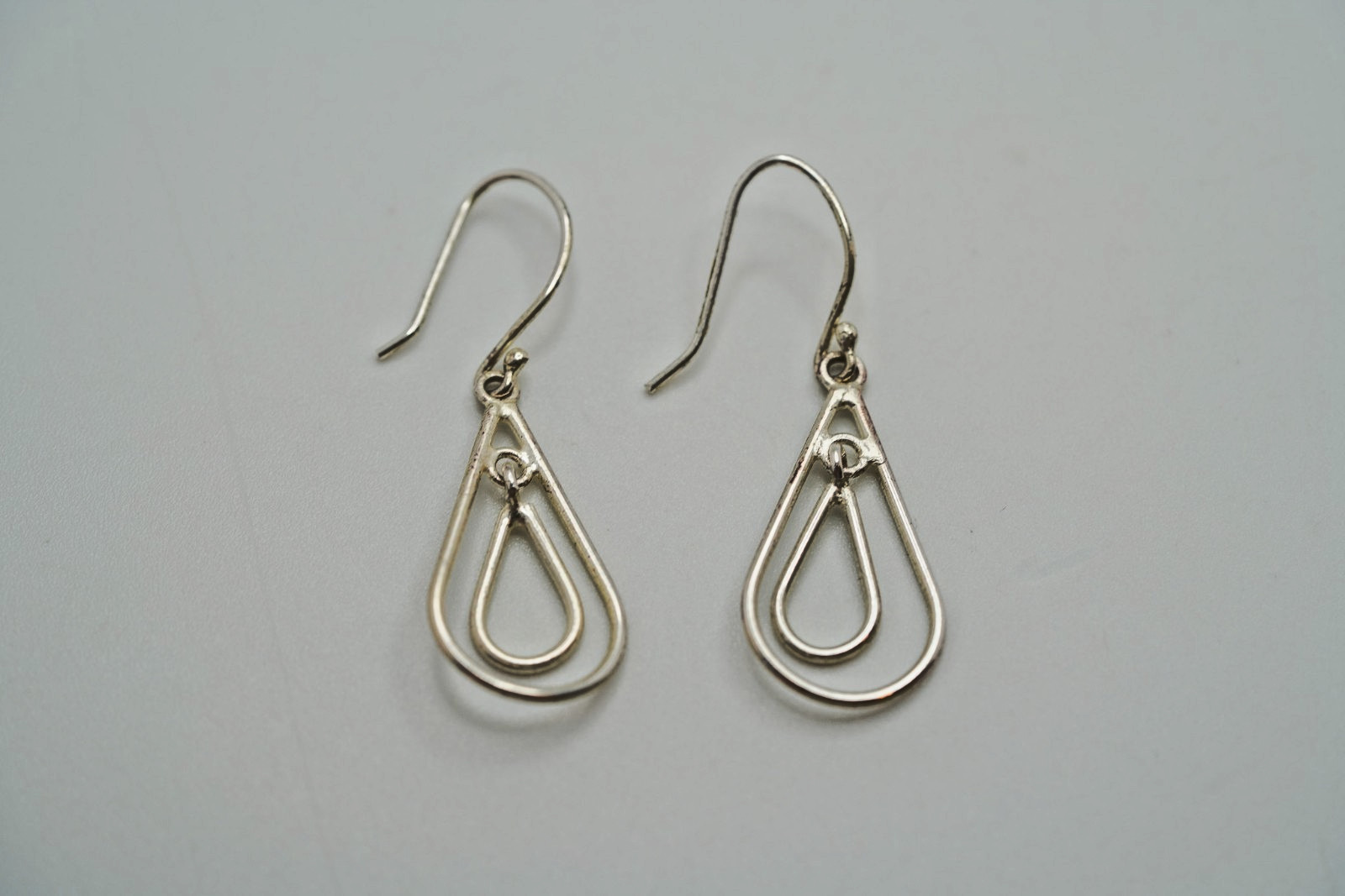 Vintage Simple Sterling Silver Dangle Tead Drop Earrings 3.6cm JB35