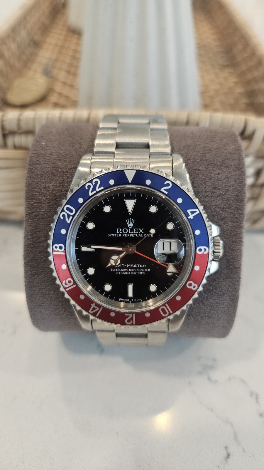 Rolex GMT-Master 16700 Silver Oyster Bracelet Blue and Red Bezel RSC Receipt