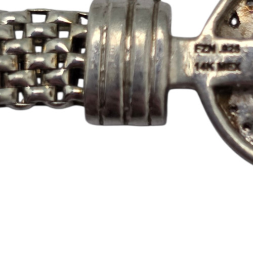 AMAZING FUZION TWO-TONED 14K GOLD/STERLING MOSSANITE 7″ BRACELET 11GR #1966