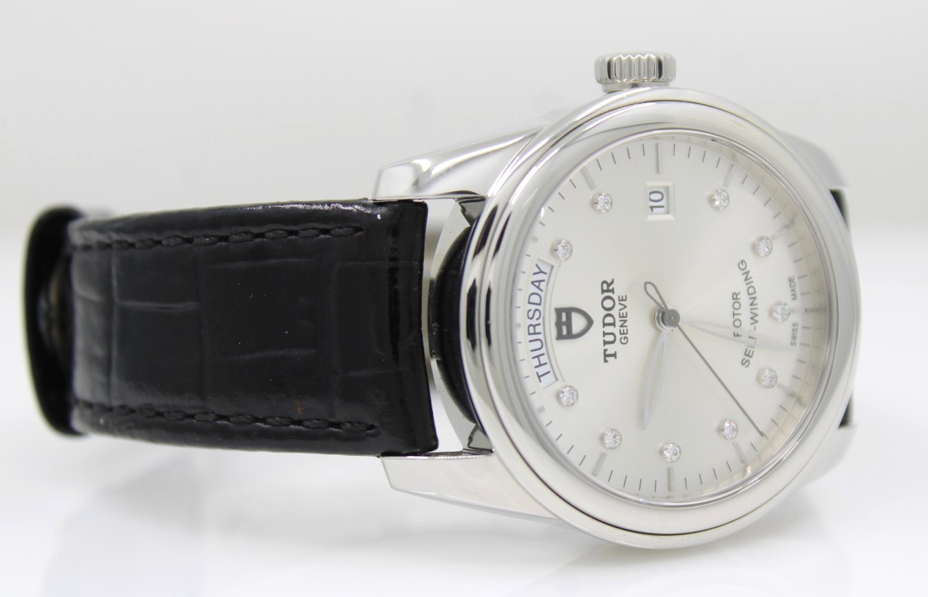 Tudor Glamour Day/Date 39mm Silver Diamond Dial Automatic Watch M56000