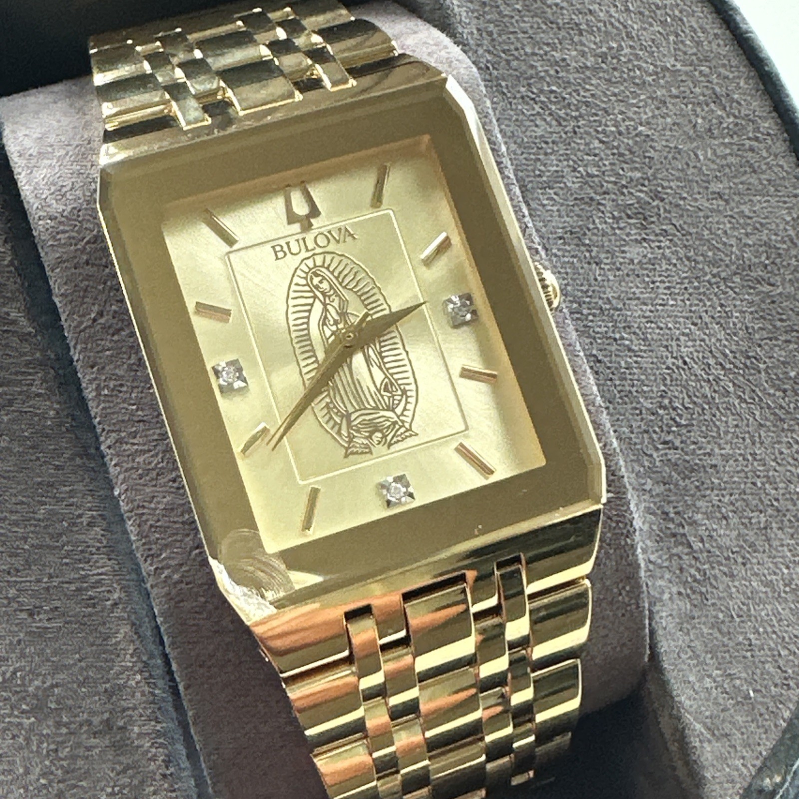 Bulova Our Lady Of Guadalupe Mens Diamond 97d120LG *Chipped Crystal*