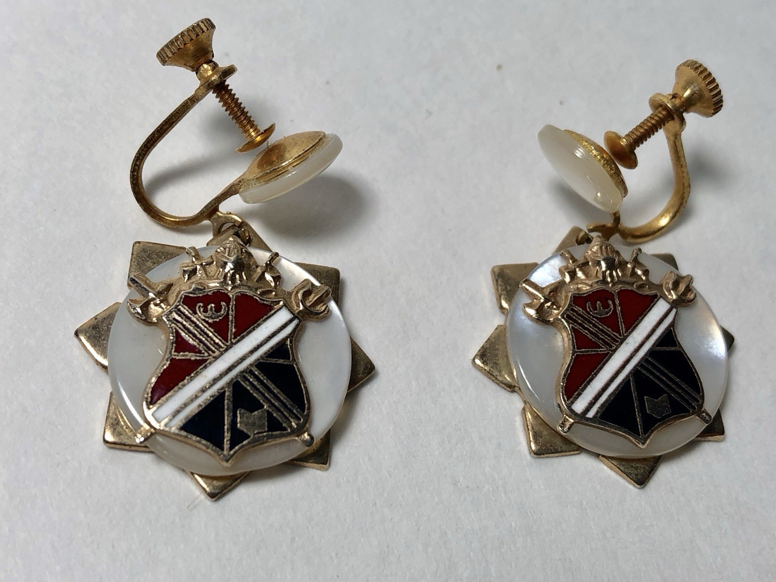 Vintage Medieval Coat Of Arms Earrings Crossed Swords