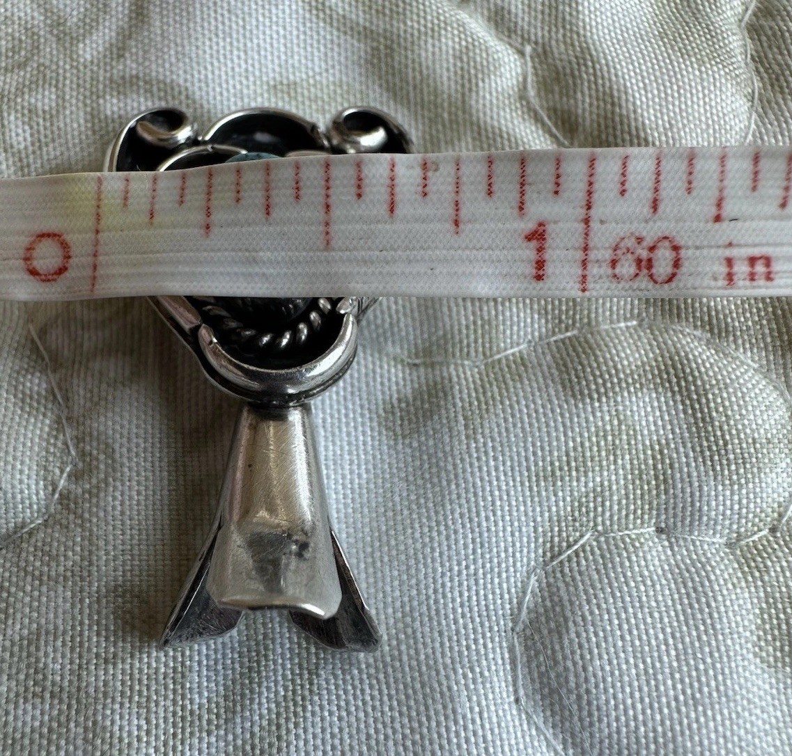 One (1) Vintage Sterling Silver Squash Blossom Piece with Turquoise Stone- EUC