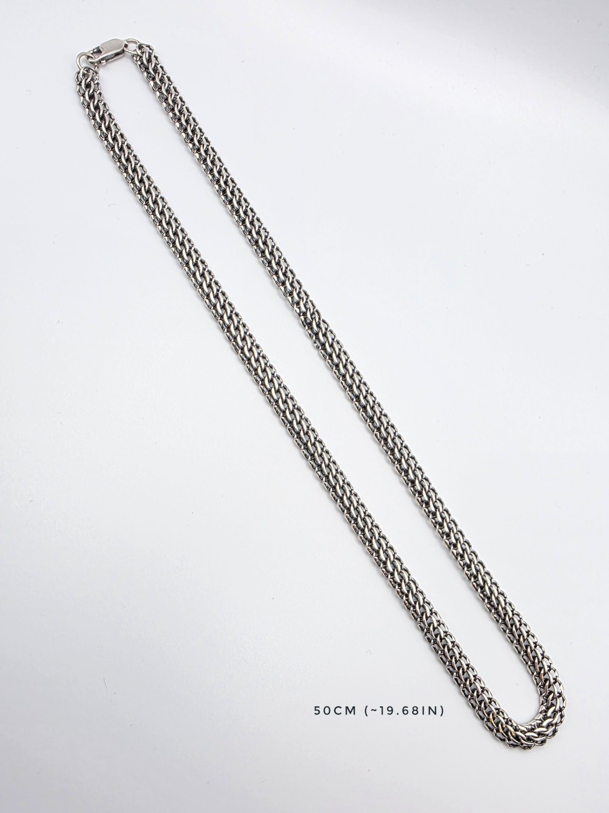 Men’s Solid Sterling Silver Python Weave Oxidized Handmade Chain Necklace 7.0mm