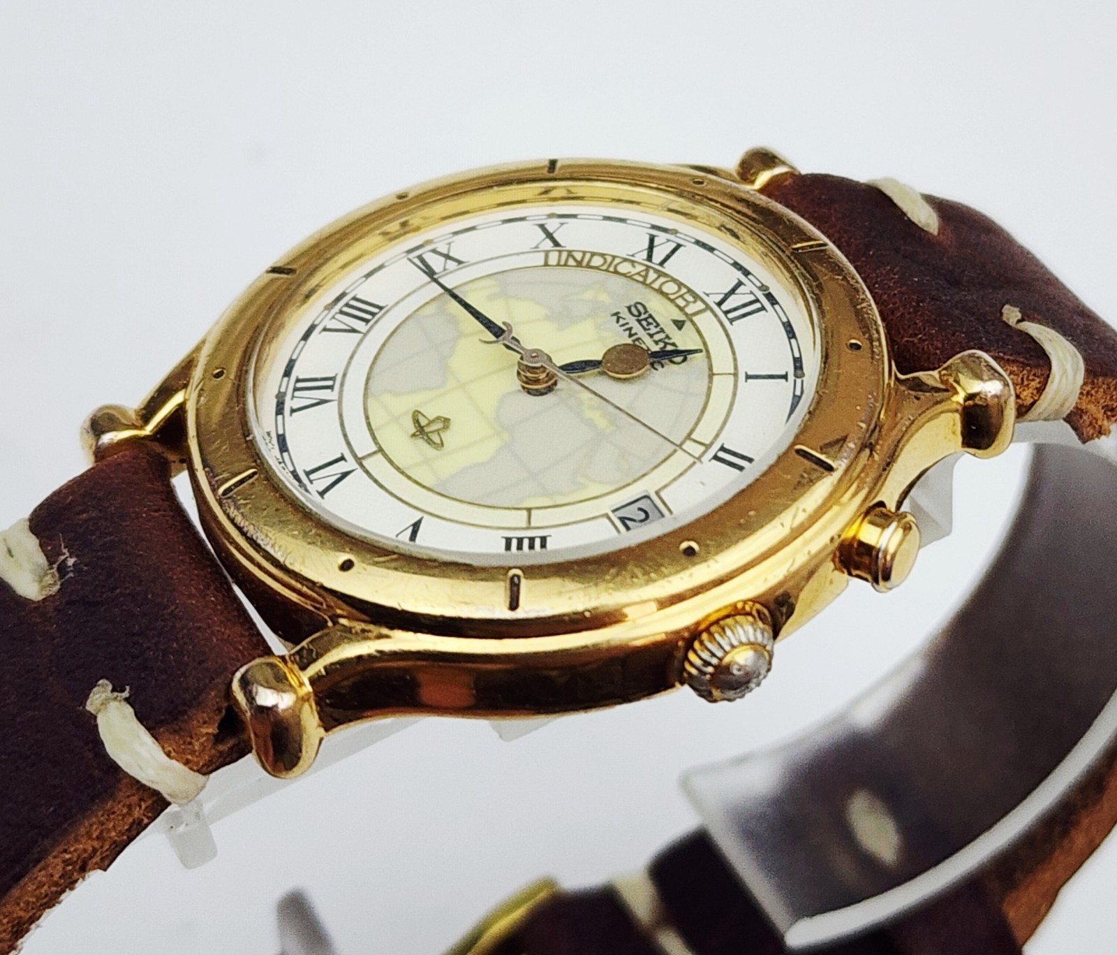 RARE,UNIQUE Men’s KINETIC Watch SEIKO 5M42-0A90. New Capacitor. Luminous Dial