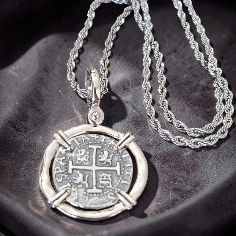 Atocha Silver Coin Pendant Sterling Silver w Chain Shipwreck Treasure With COA
