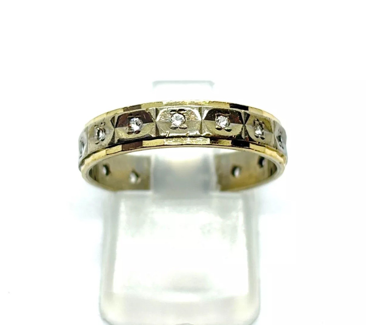 Antique Sterling Silver & 9CT Gold Clear Spinel Ring Size P1/2 (US 7 3/4)