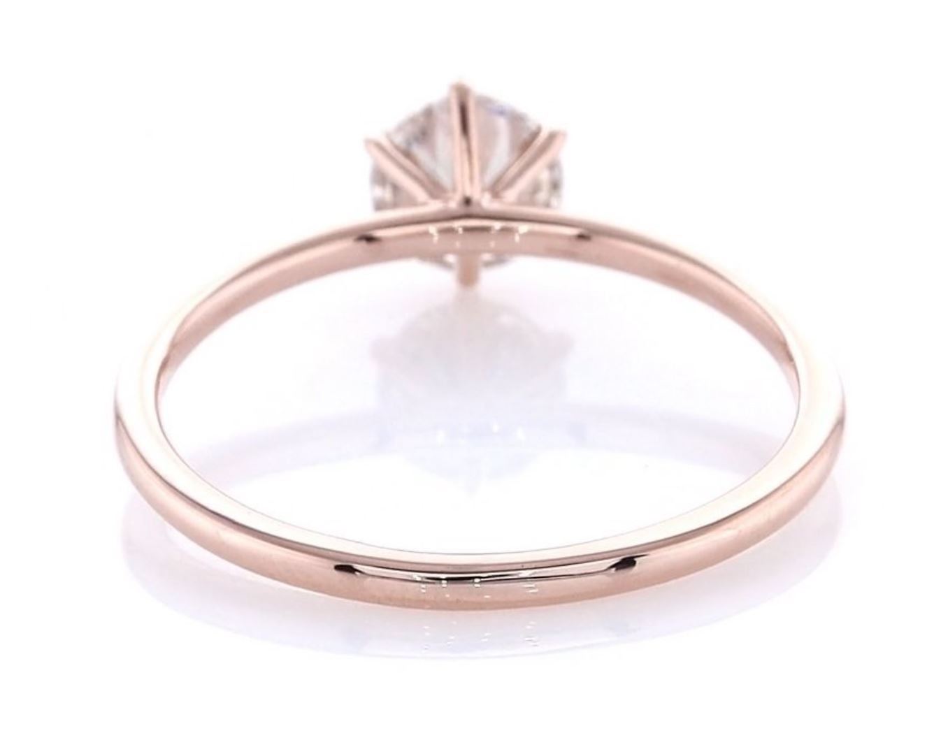 IGI Certified 1.02 Ct Natural Diamond Solitaire Ring – 14K Rose Gold SI1 Clarity