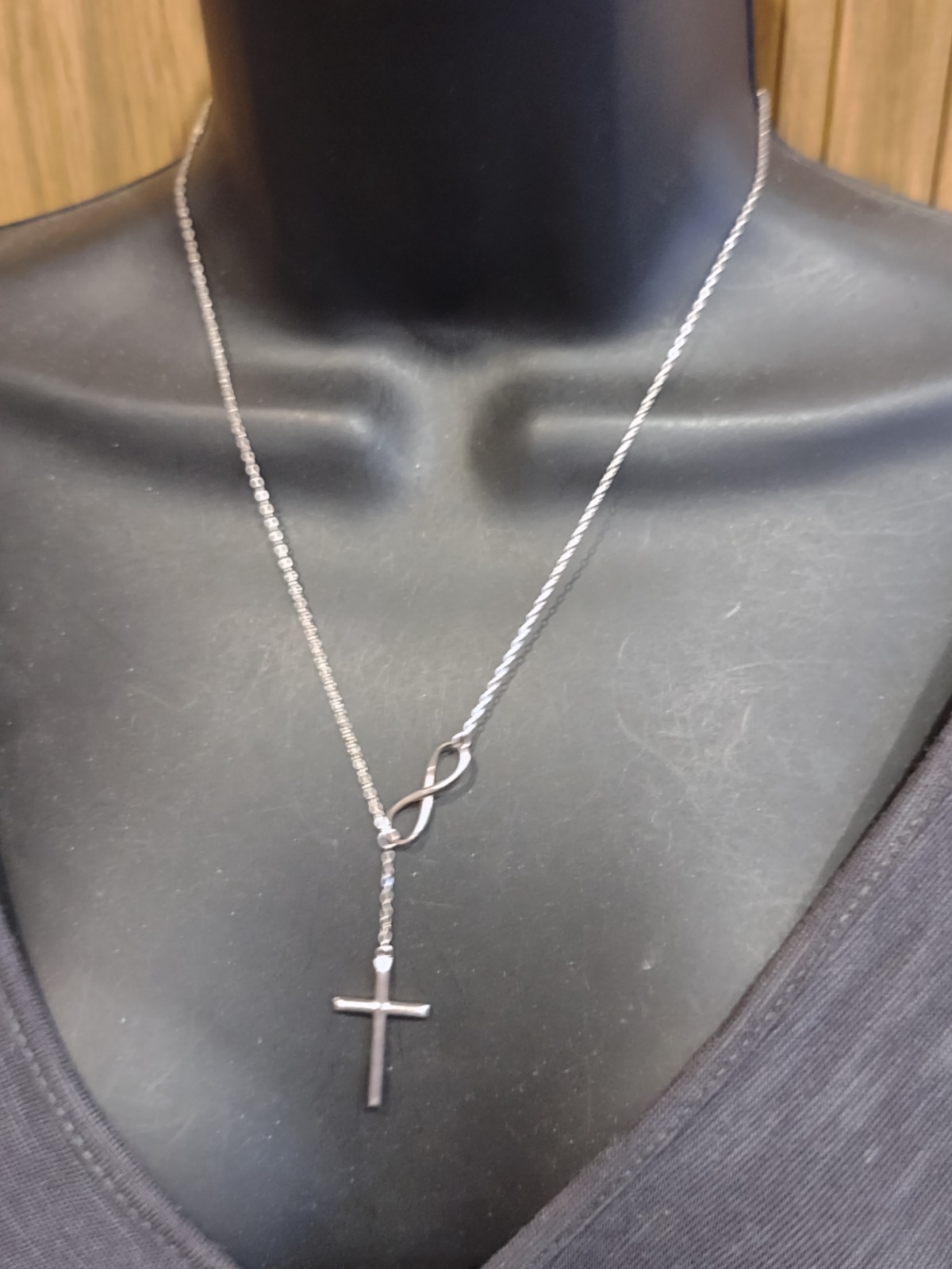 18 Inch Sterling Silver Infinity Cross Necklace