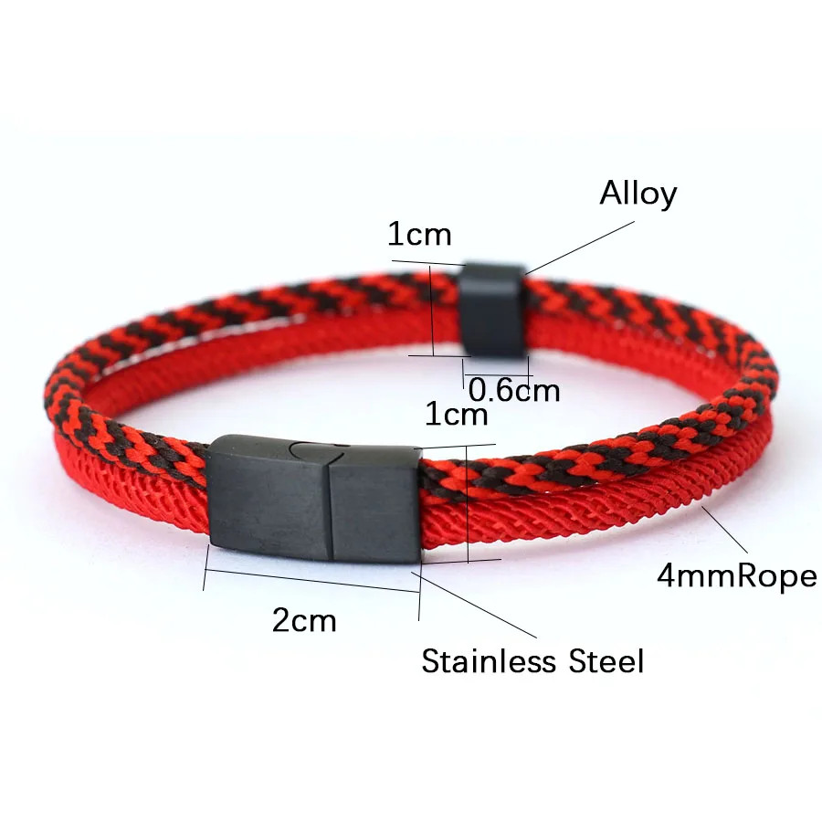 1pc Paracord Bracelet Men Stainless Steel Magnet Buckle Nautical Wrap Style Gift