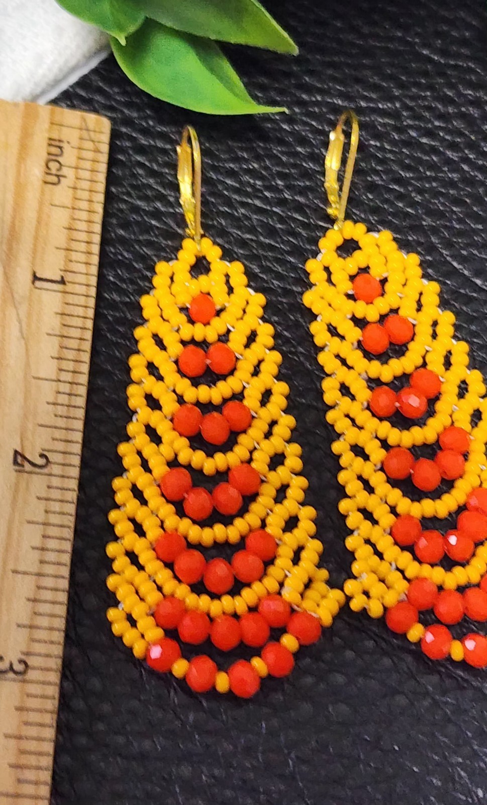 Beautiful Orange Zcech Glass Seed Beads Earrings