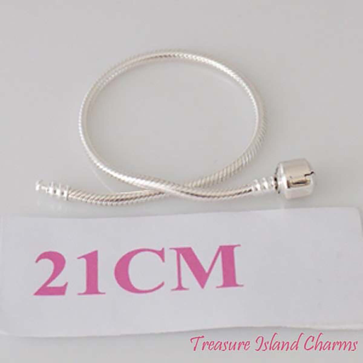8.25″ 21cm 925 Solid Sterling Silver European Bracelet with Round Barrel Clip