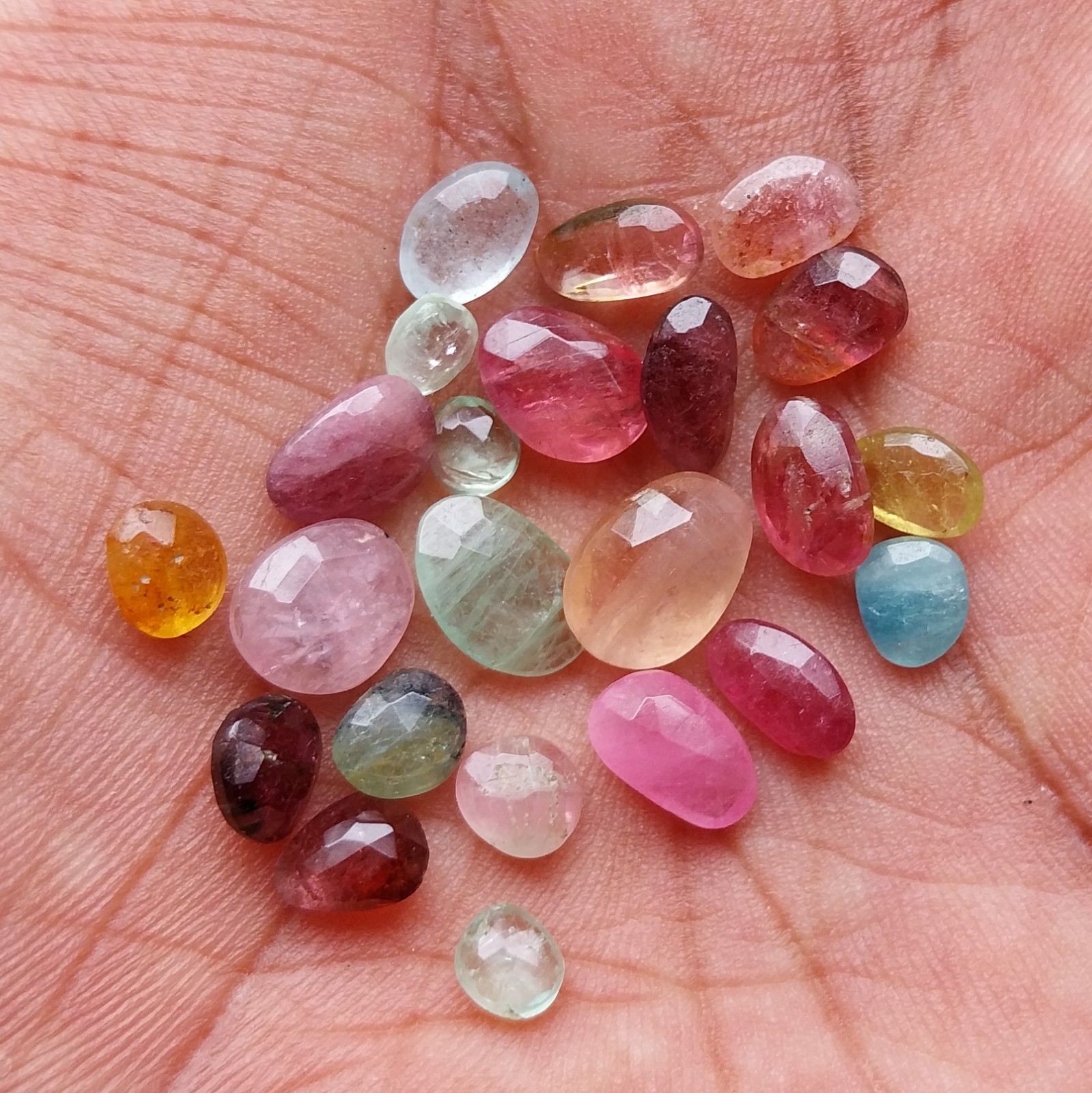 21 Carat 4.5×5 to 7×10 MM Natural Multi Color Tourmaline Rose Cut 23 Piece Lot