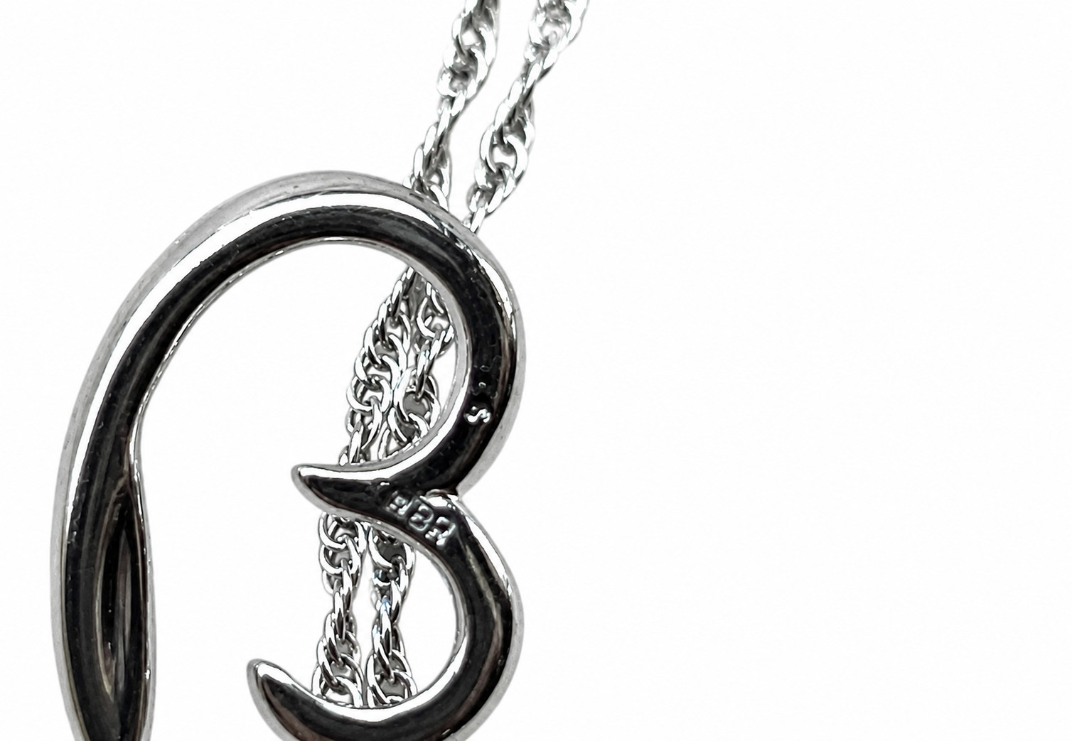 Jane Seymour Sterling Silver Open Hearts Blue & White Diamond Heart Pendant 18″