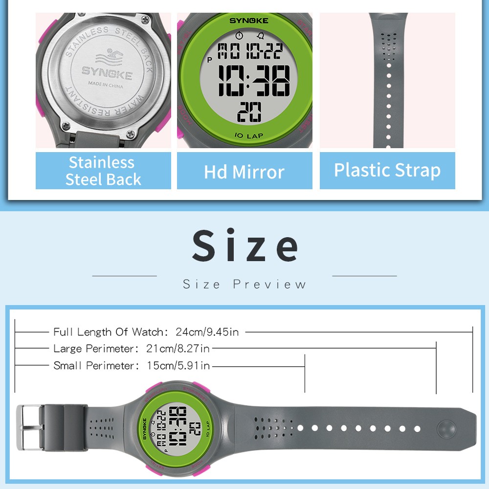 Womens Girls Outdoor Sport Digital Watch Waterproof Back Light LED Watch Gift