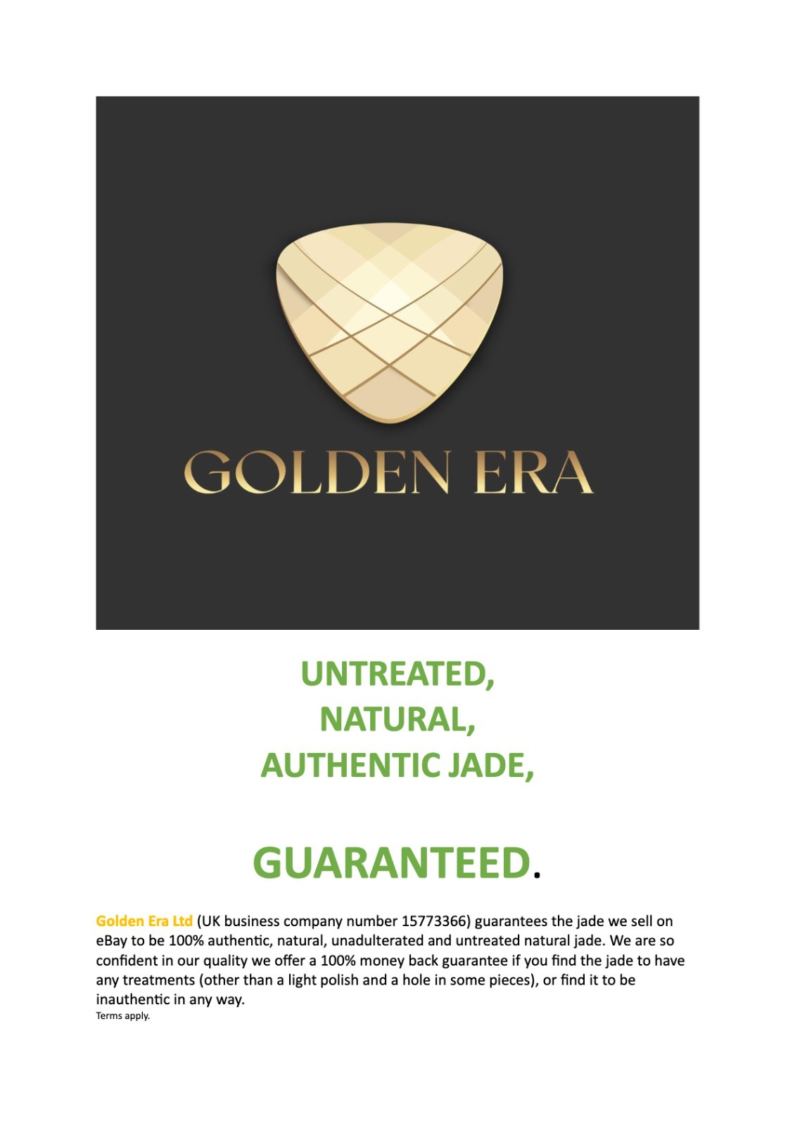 Beautiful Jade Artefact – with Golden Era’s Guarantee of Authenticity.