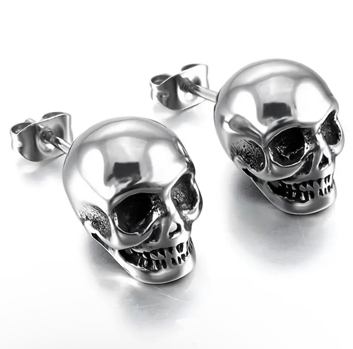 Gothic Skull Skeleton Earrings Unisex Stud Punk Biker Skater Tattoo