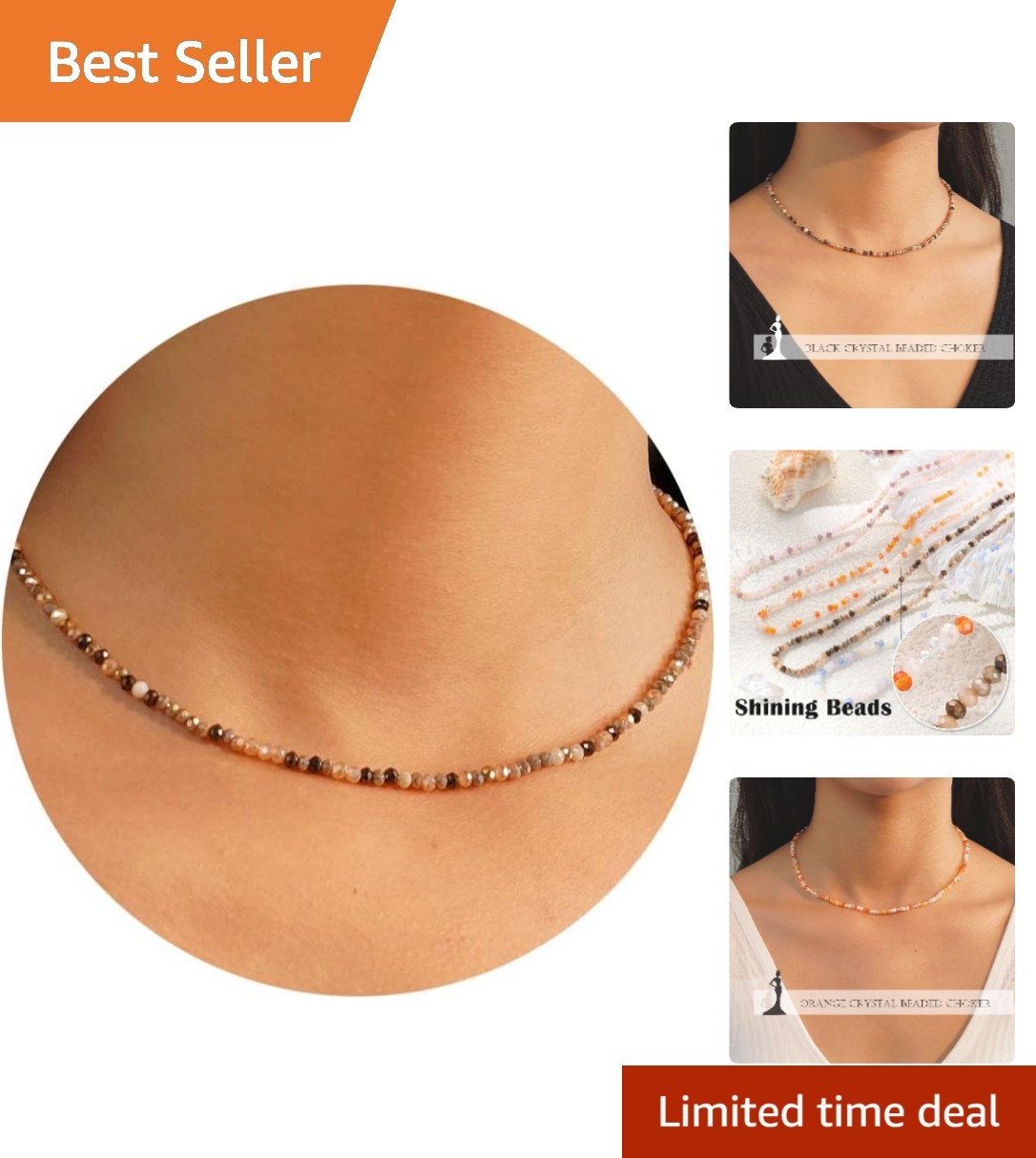 Handmade Colorful Crystal Beaded Choker Necklace – Dainty & Unique Jewelry