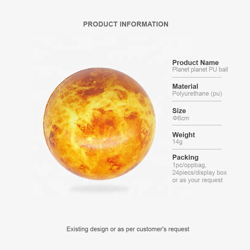 OEM&ODM 6Cm Solar System Eight Planets PU Full Print Planet Venting Decompressio