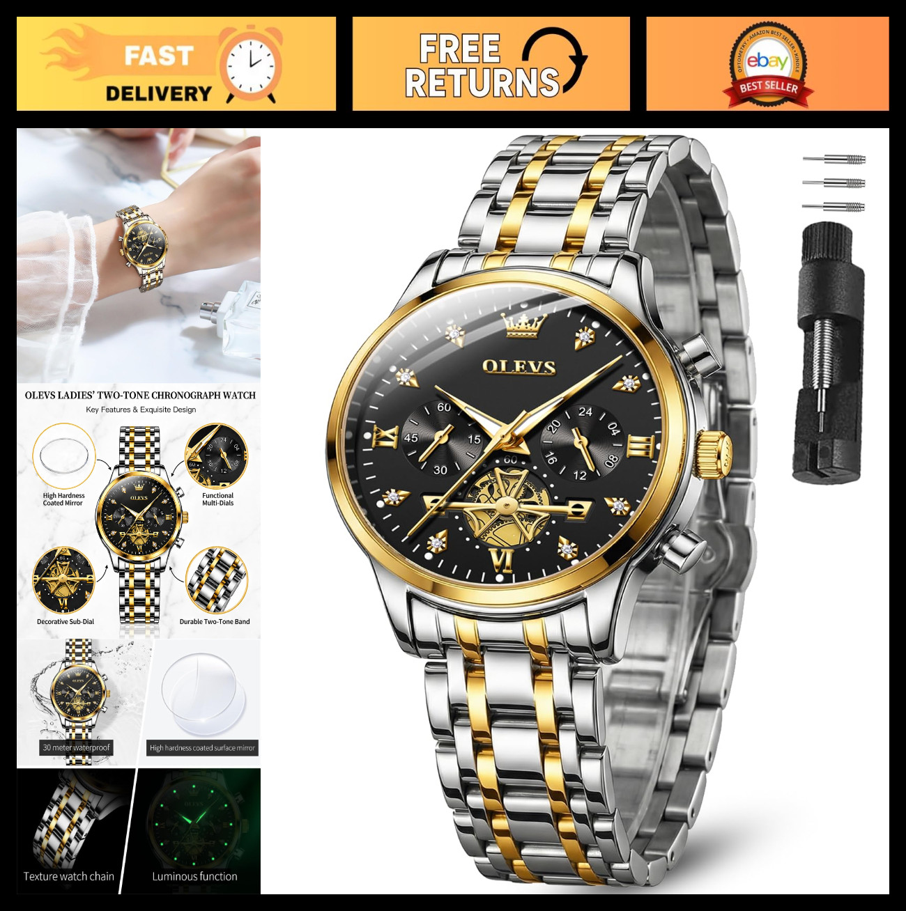 Luxury Women’s Stainless Steel Watch – Easy to Read, Small Wrists, Multiple Colo
