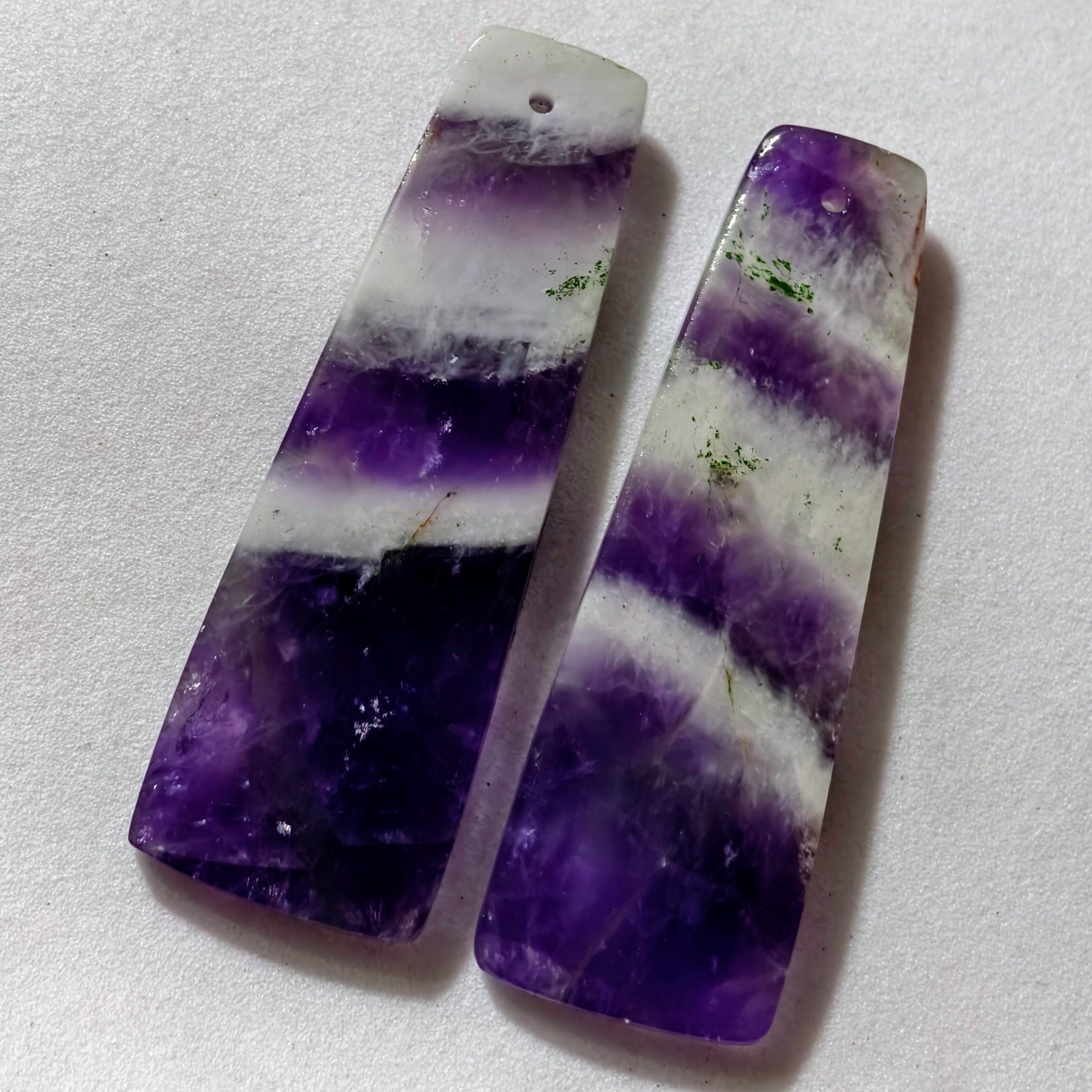 54 Cts Natural Amethyst Drilled Pair Cabochon Gemstone For Earrings 44.9X15.2 MM