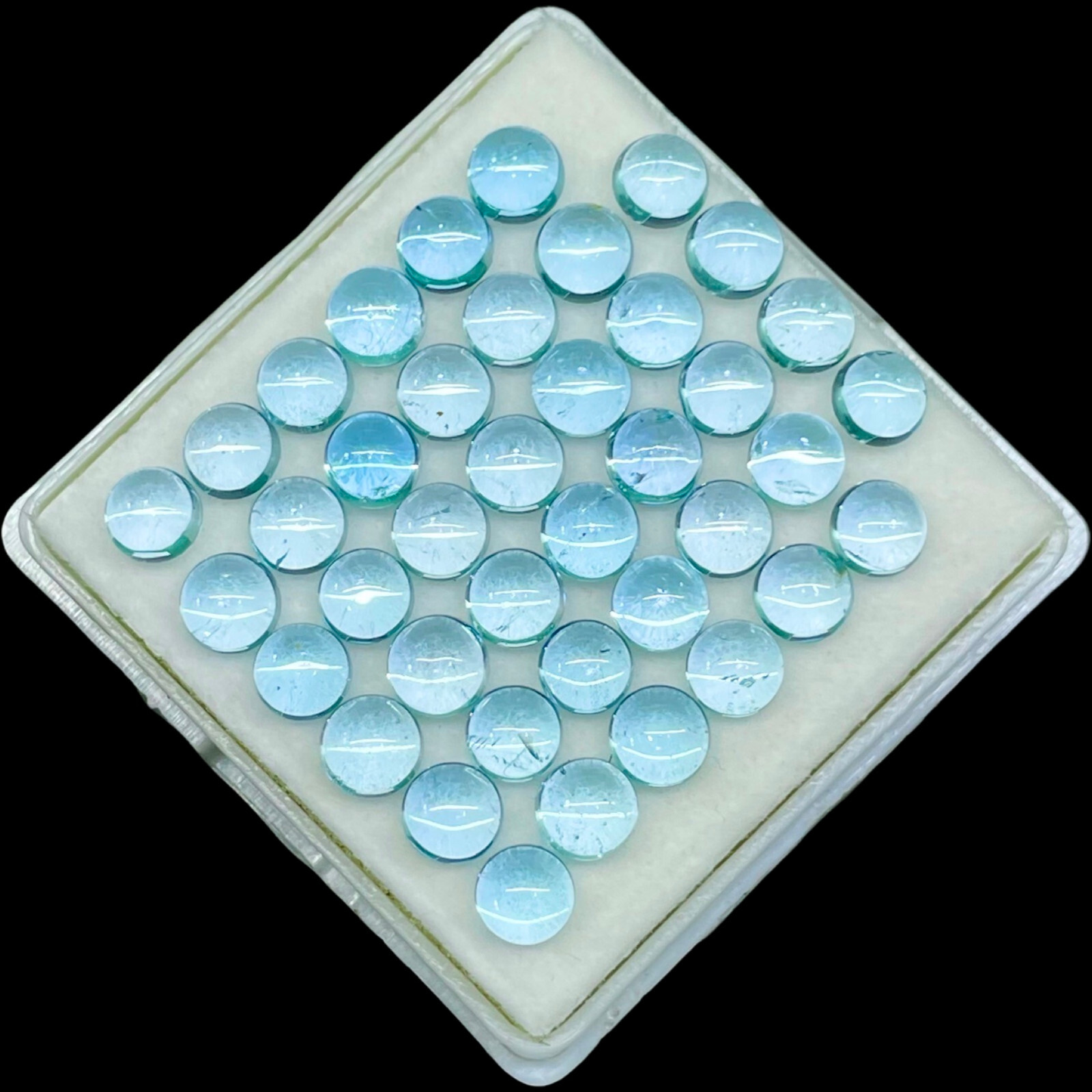 40 Pcs Natural Sky Blue Topaz 4.7-5mm Round Shape Loose Cabochon Gemstones Lot