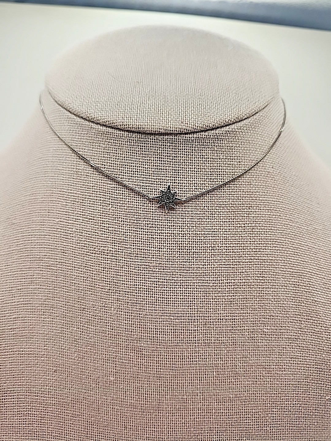 Designer Sterling Silver Dimond Star Minimalist Necklace 15inch 1.4g