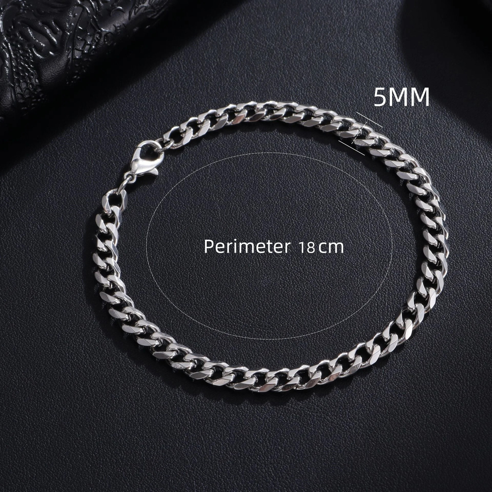 New Trendy Cuban Chain Men Bracelet Classic Stainless Steel 3/5/7/9Mm Width Chai