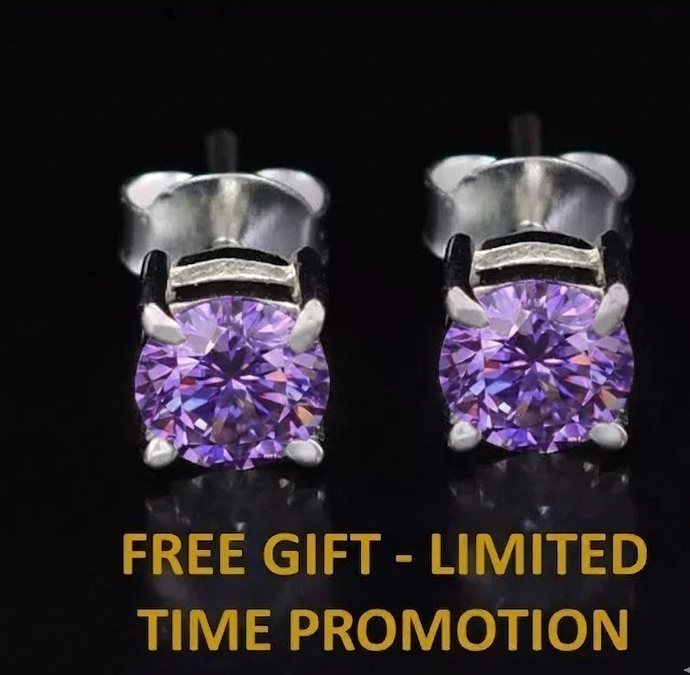 Designer 12.5 Ct, VVs1 Certified Purple Diamond Ring, FREE Matching Studs .