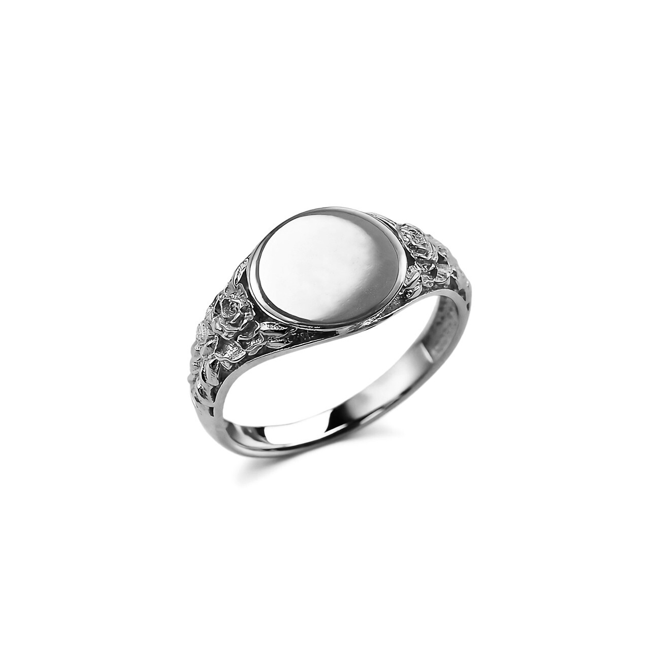 Sterling Silver Ornate Band Baby Signet Ring | Polished Finish | Sizes 1-7