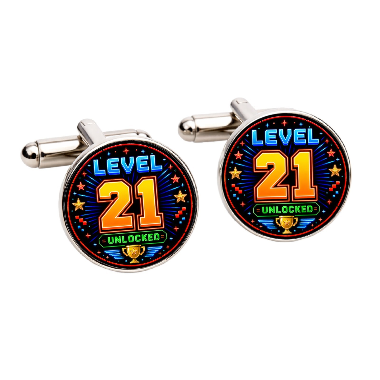 21st Birthday Cufflinks Mens Level 21 Unlocked Gamer Gift For Him