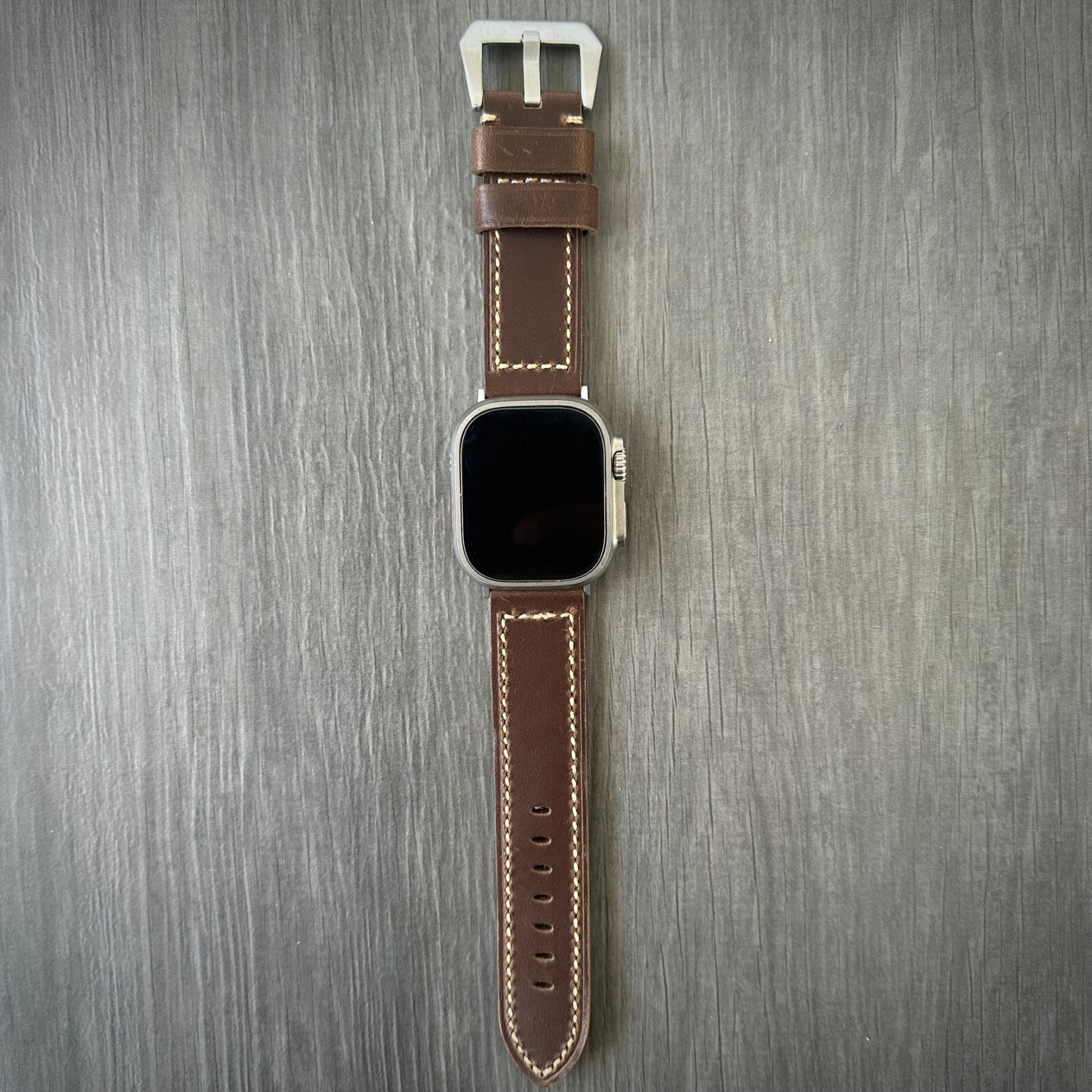 Dark Brown Leather Watch Strap Band For NEW Apple watch Ultra 1 2 49mm