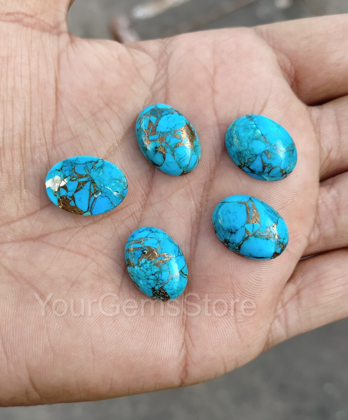 AAA Natural Blue Copper Turquoise Oval Gemstone Available sizes 3x5mm to 20x30mm