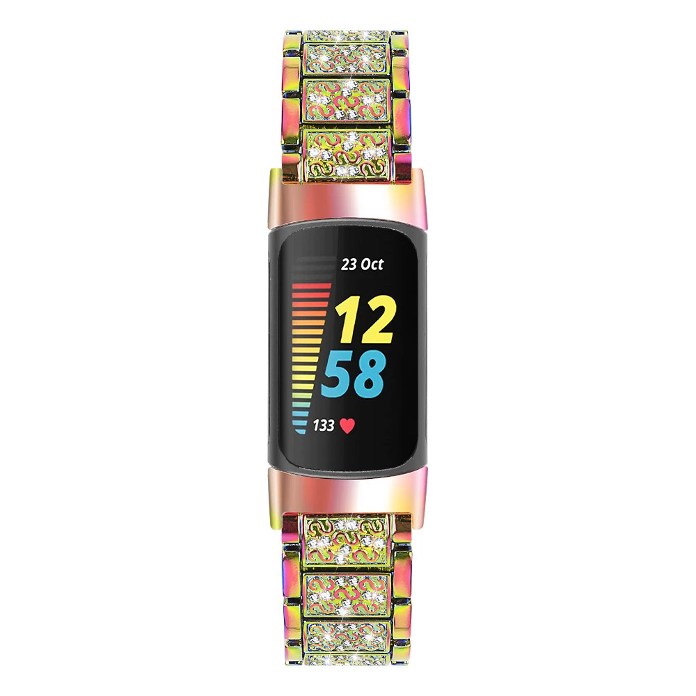 Diamond Stainless Steel Band for Fitbit Charge 6 / Charge 5 Bracelet Metal Strap