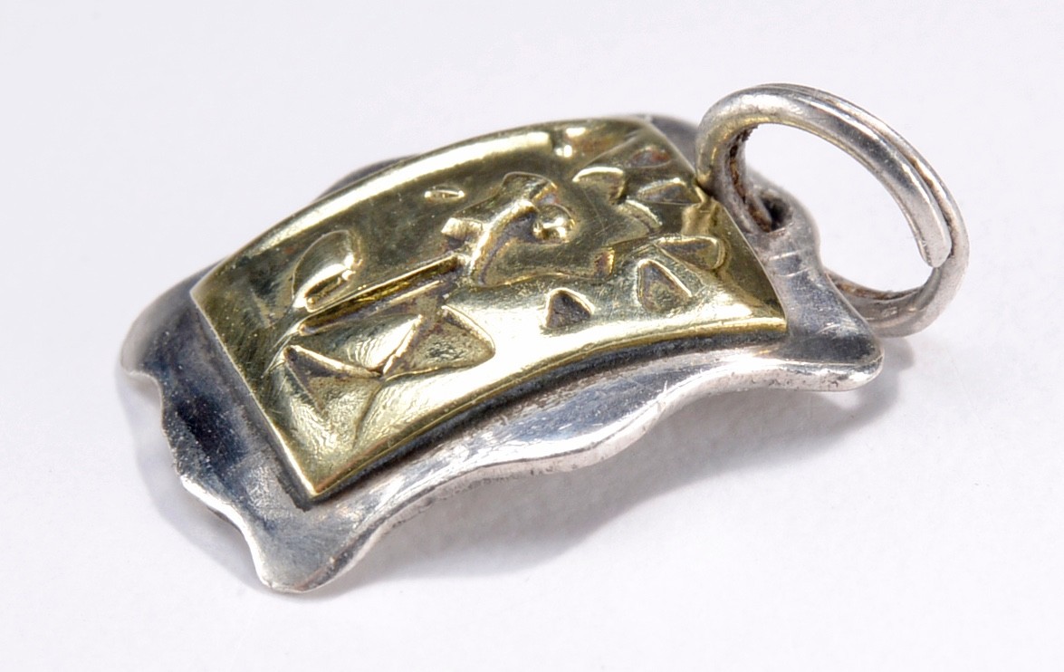 Sterling Silver/Gold Flower Bracelet Charm – Marked FF