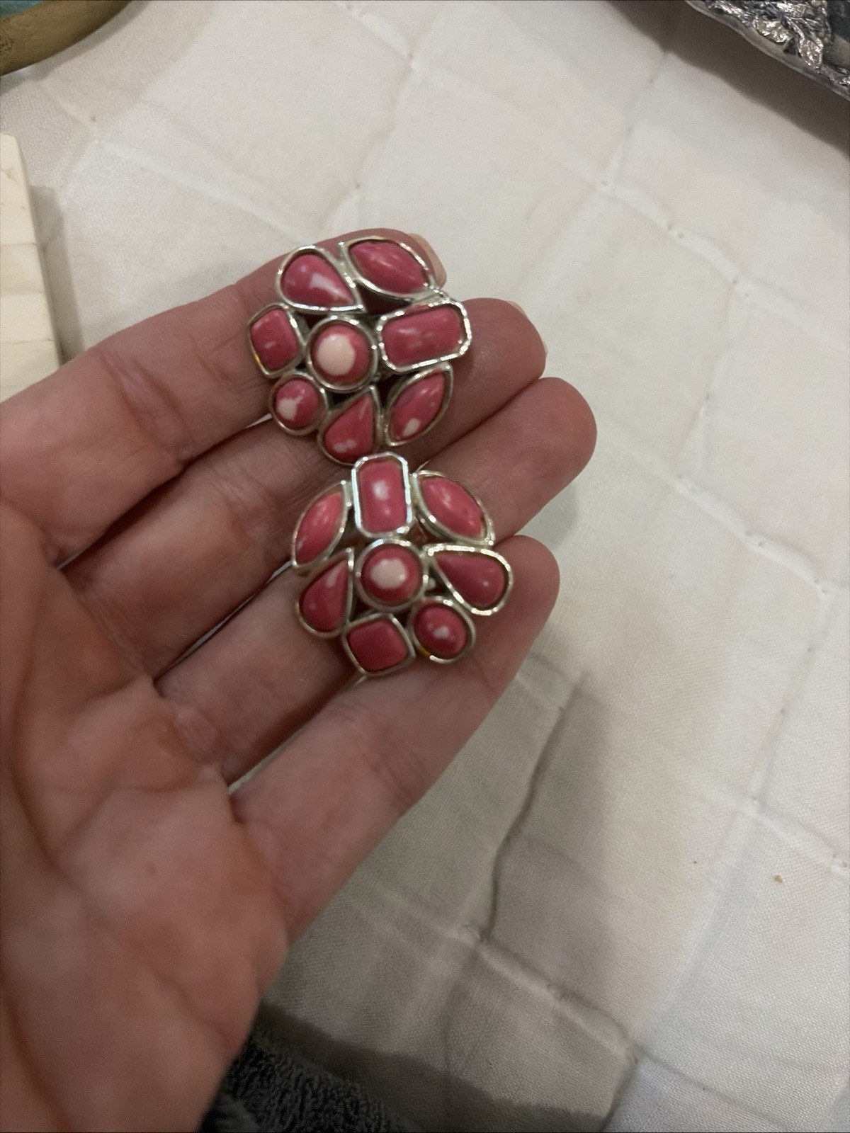 5pc Vintage-Style Clip-On Earrings Mixed Lot, Multicolor Glass, Women