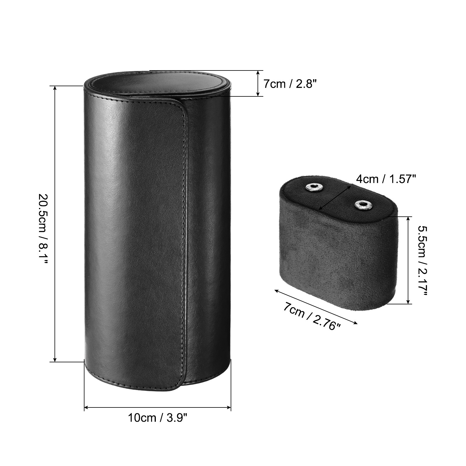 Leather Watch Travel Case for Men Women Watch Holding 3 Slot, Black