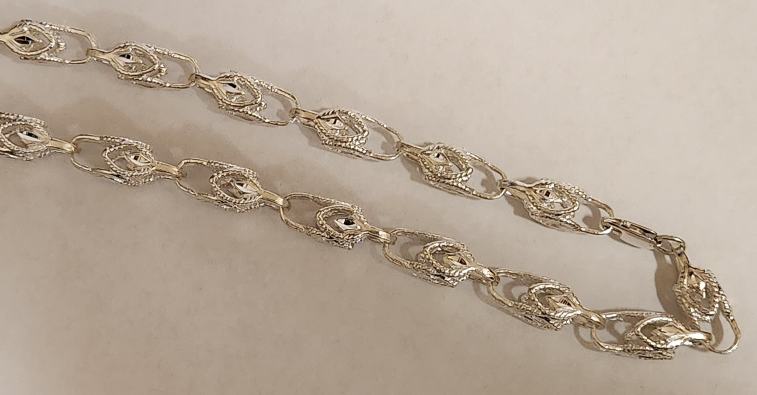 Men’s Lady 925 Silver Large Turkish Link Rope Chain Necklace 22in Long 9mm Wide
