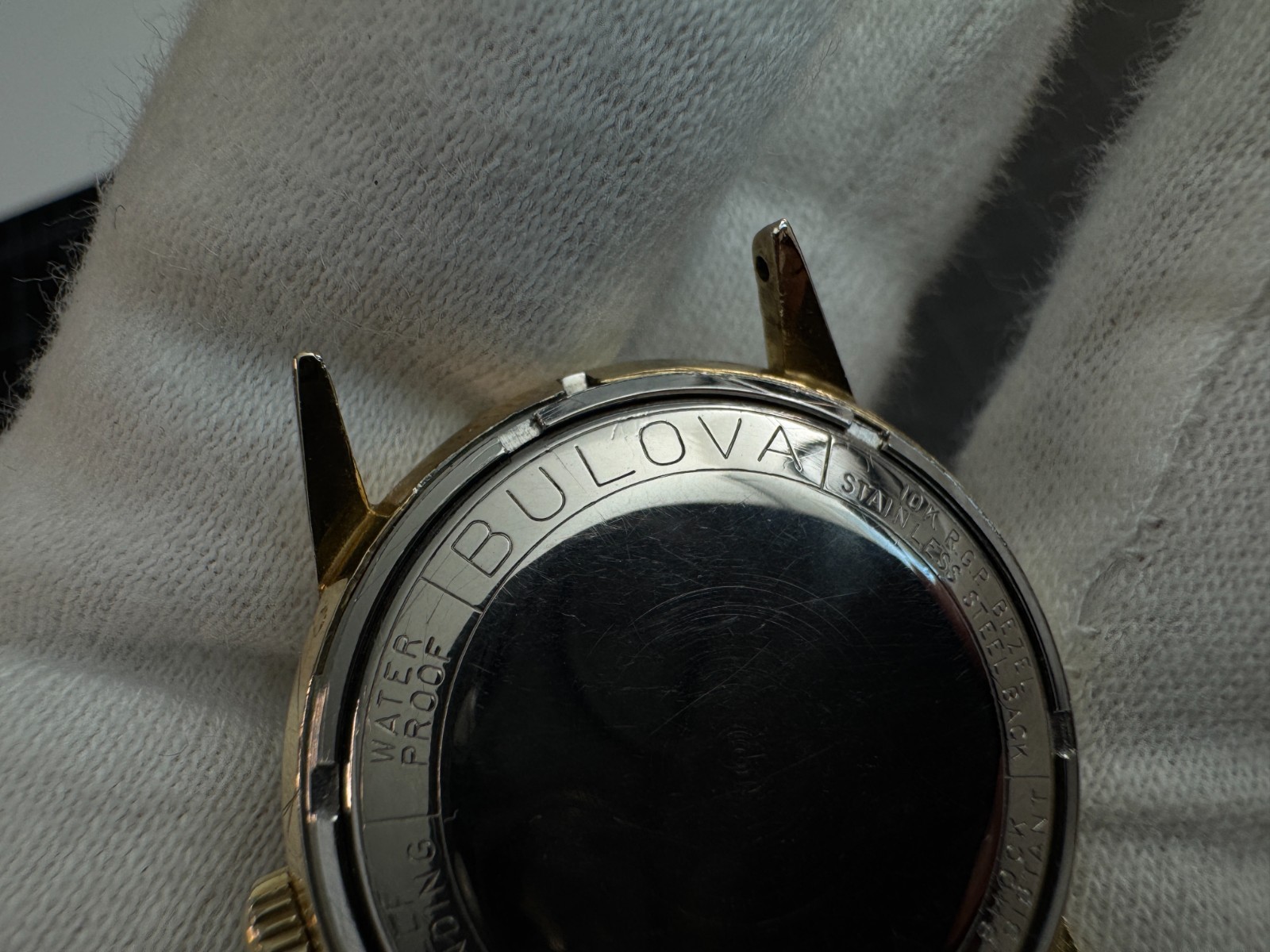 Vintage 1964 Bulova Automatic 17J Linen Crosshair Dial 10K RGP Men’s Watch Head