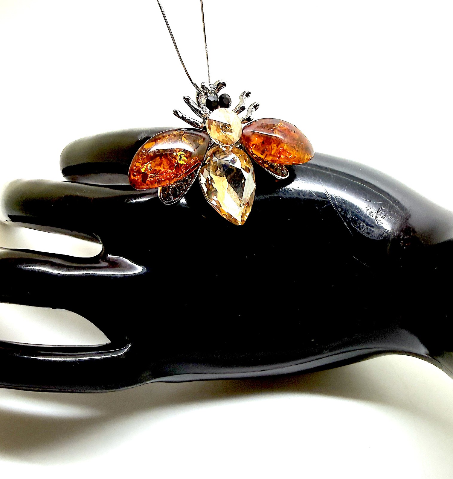 Unique cognac Whole Stone natural Amber Brooch Pendant 8.79g