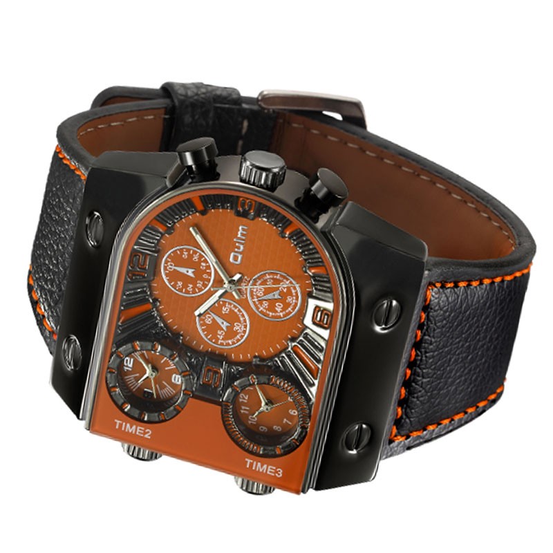 Oulm Men’s Large Dial Army Sport Watch Quartz 3 Decorative Subdials Gift for Men