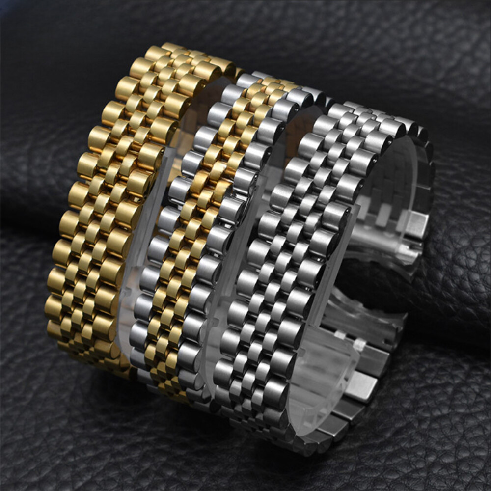 Deluxe Stainless Steel Watch Band Metal Solid Arc Strap 12 17 20 21mm Fits Rolex