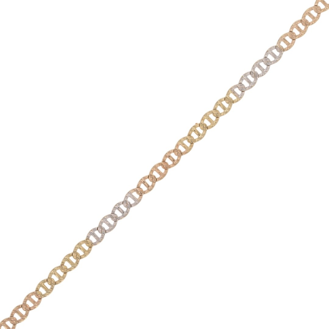 3.3mm Textured Anchor Link Chain 18″ Necklace 14k Multi-Tone Gold 6.85 Grams