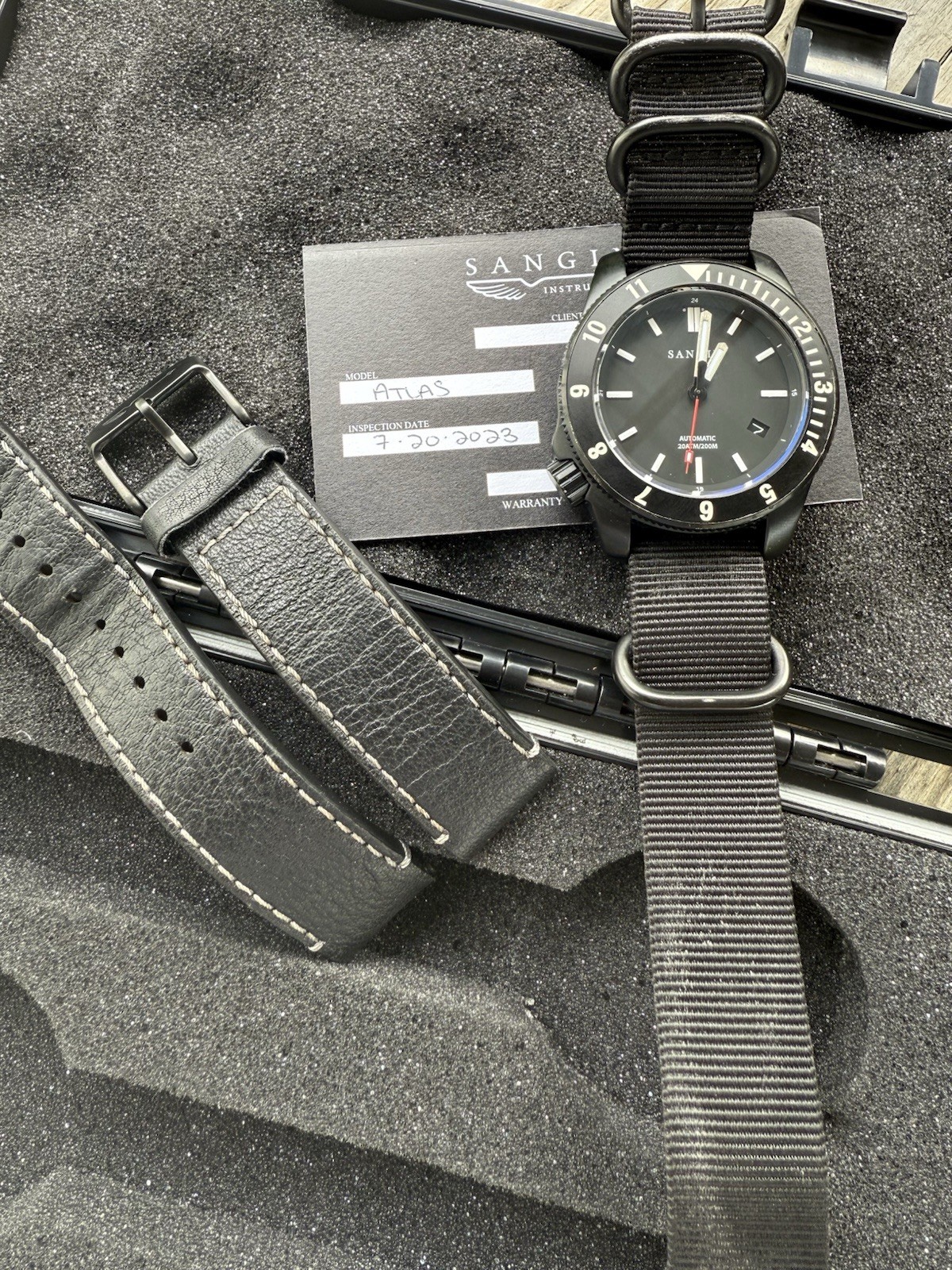 Sangin Instruments Atlas Automatic Watch DLC Stainless Steel 20 ATM