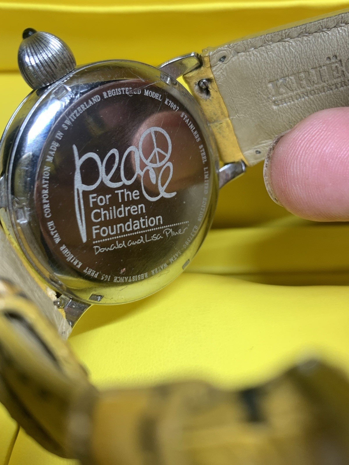 Krieger Pliner Peace Gigantium Watch Diamond Bezel Steel MOP Dial 33/500