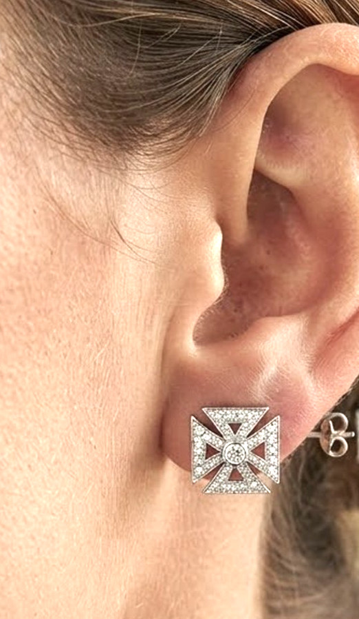 1.06ct Natural Round Diamond 14k BIS Hallmarked Solid White Gold Stud Earrings