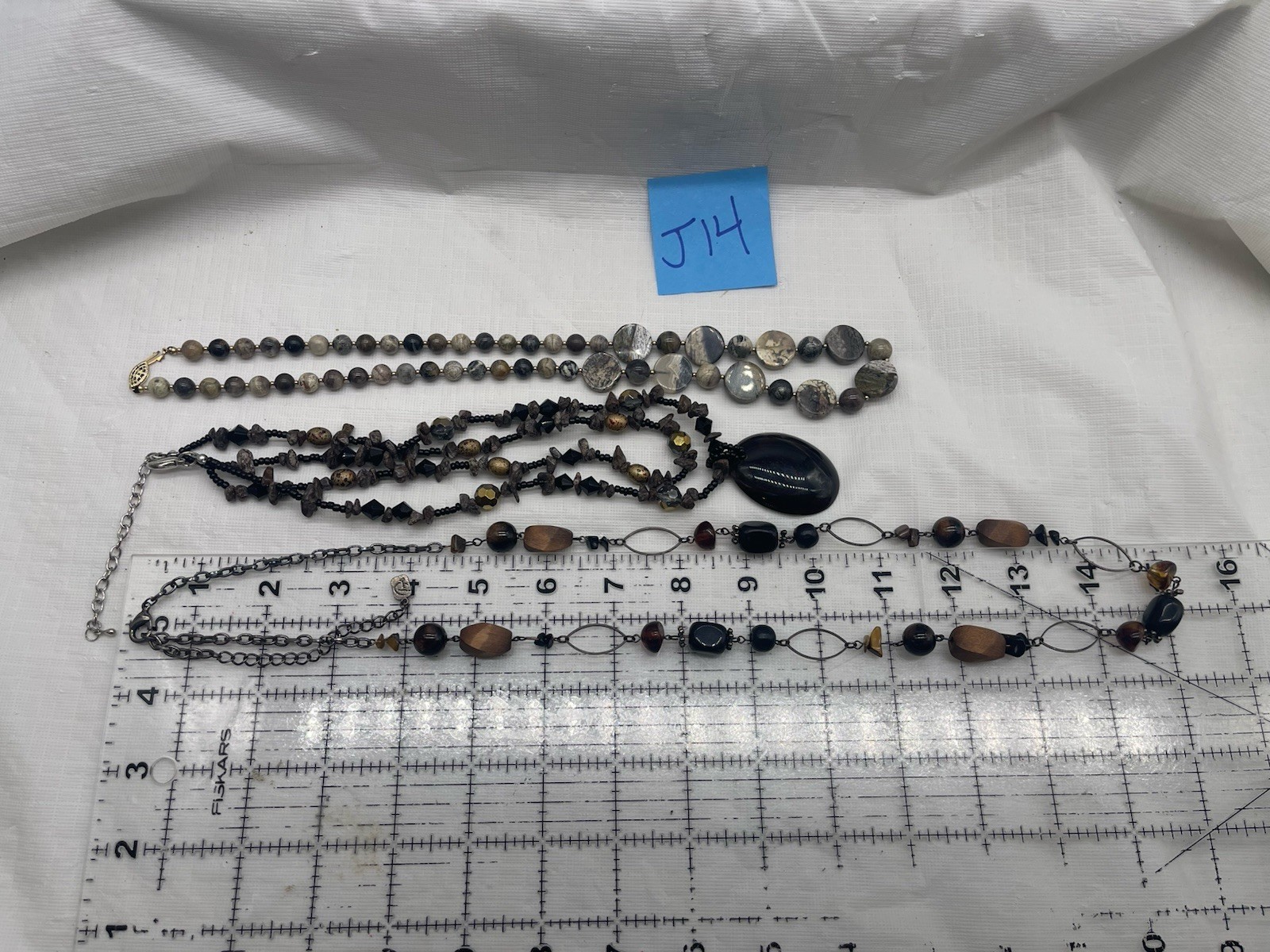 Boho Earth Tone Beaded Necklace Lot Of 3 Jasper Wood Pendant Layered You & I