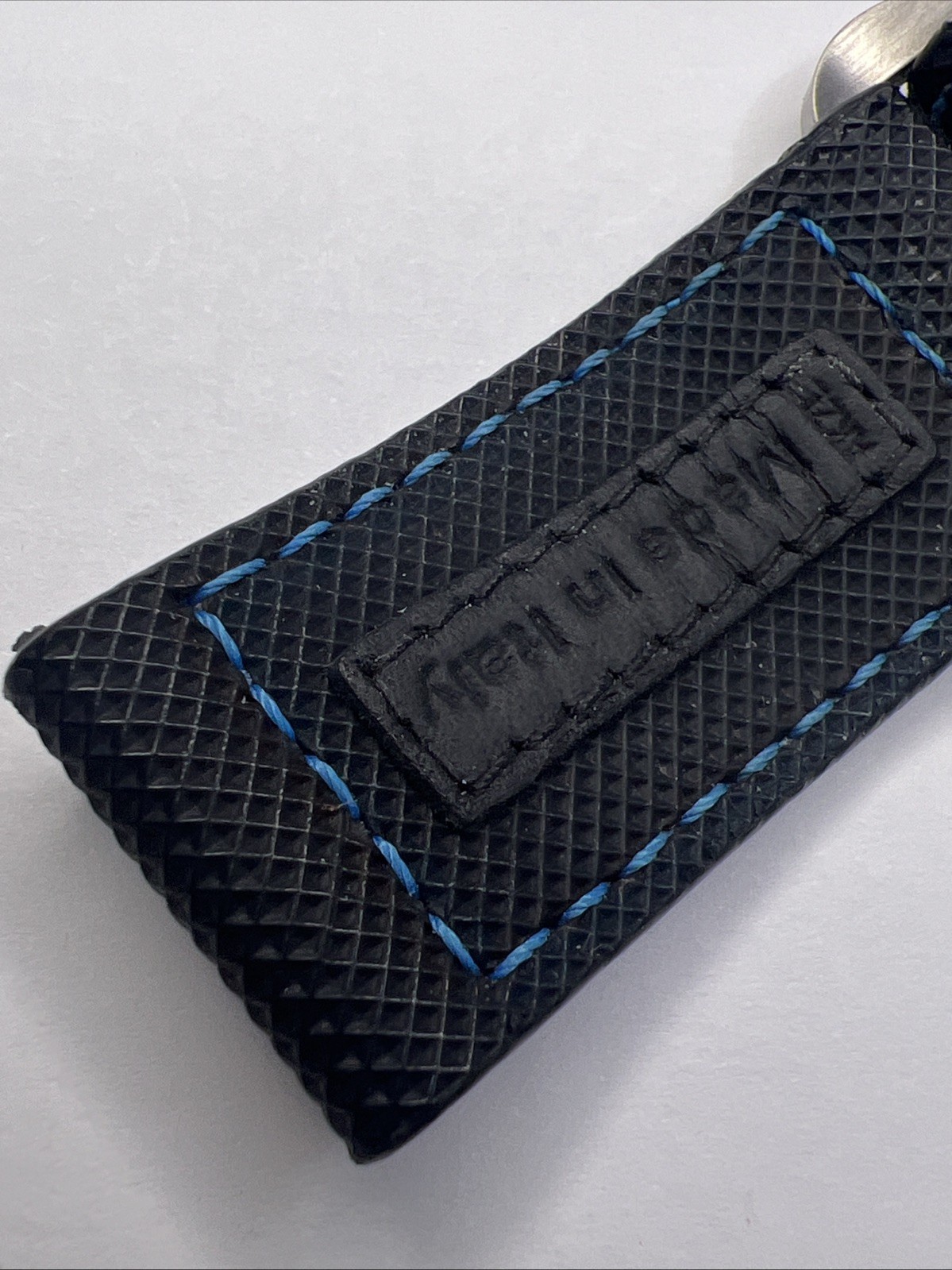 Panerai 22mm Black & Blue Nylon Rubber Diver Watch Strap Band Satin Steel Clasp