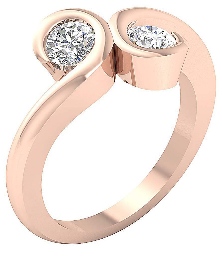 Forever Us Two Stone Engagement Ring SI1 G 1.10 Carat Round Diamond 14K Gold